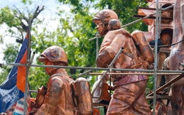 Cận cảnh tượng đài các chiến sĩ CSGT và PCCC ở Hà Nội trước ngày khánh thành