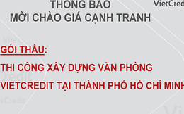 VietCredit thông báo mời chào giá cạnh tranh 