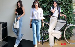 2 mỹ nh&#226;n phim &quot;Queen of Tears&quot; gợi &#253; 10 c&#225;ch mặc quần jeans chuẩn s&#224;nh điệu