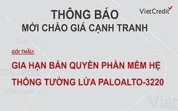   VietCredit  thông báo mời chào giá cạnh tranh