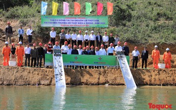 Thả cá giống tái tạo nguồn lợi thủy sản và trao tặng nhà Đại đoàn kết cho bà con vùng cao Quảng Nam