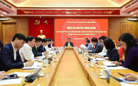 Trưởng ban Tuyên giáo và Dân vận Trung ương làm việc kèo nhà cái 188 các cơ quan báo chí chính trị chủ lực