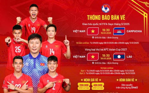 Giá vé xem trận tuyển Việt kèo nhà cái euro gặp tuyển Lào tại Asian Cup 2027: Cao nhất 400 nghìn đồng/vé