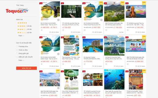 Khách thoải mái lựa chọn tour trên sàn thương mại điện tử