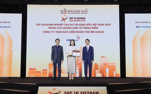 MB Ageas Life lọt Top 10 doanh nghiệp tạo giá trị hàng đầu Việt Nam 2024