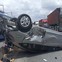 TP.HCM: Ô tô GrabCar bị xe container tông lật ngửa trên Xa lộ Hà Nội 